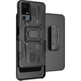 thumbnail image 1 of Case with Clip for Jitterbug Smart4, Nakedcellphone Rugged Ring Grip Cover with Stand and [Belt Hip Holster] for Lively Smart 4 Phone (2023, T608G) - Black, 1 of 10