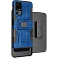 thumbnail image 1 of Case with Clip for Jitterbug Smart4, Nakedcellphone Rugged Ring Grip Cover with Stand and [Belt Hip Holster] for Lively Smart 4 Phone (2023, T608G) - Blue, 1 of 10