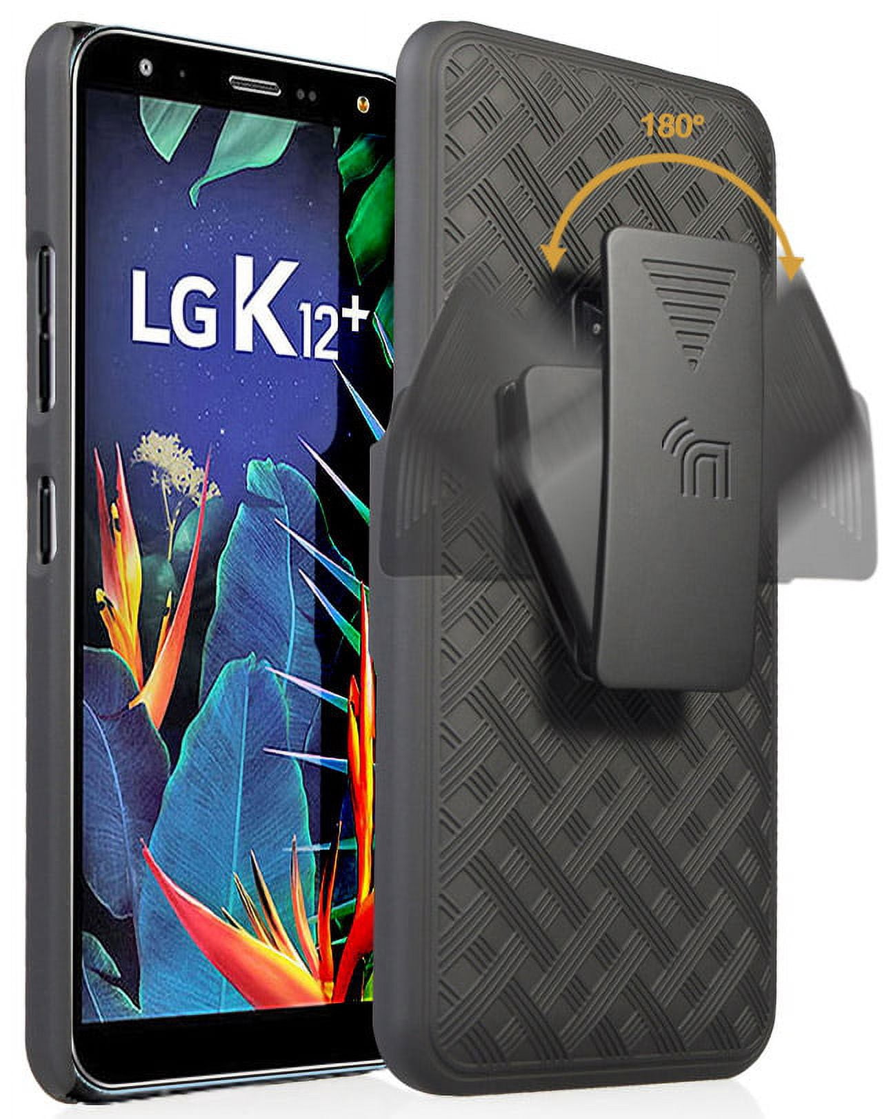 Case with Clip for LG Harmony 3, Nakedcellphone [Black Tread] Kickstand ...