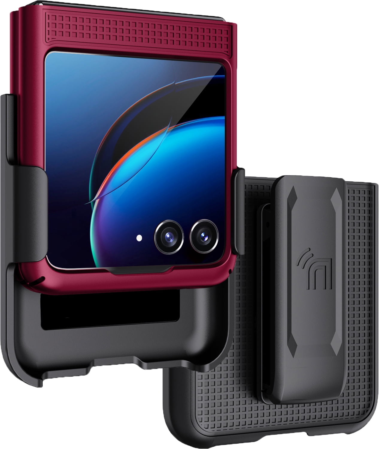 Case with Clip for Motorola RAZR+ 2023, Nakedcellphone [Grid Texture