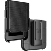 Case with Clip for Motorola RAZR ULTRA 2026/2025, Nakedcellphone Textured Slim Hard Shell Cover and [Rotating/Ratchet] Belt Hip Holster Holder Combo - Black Carbon Fiber Design