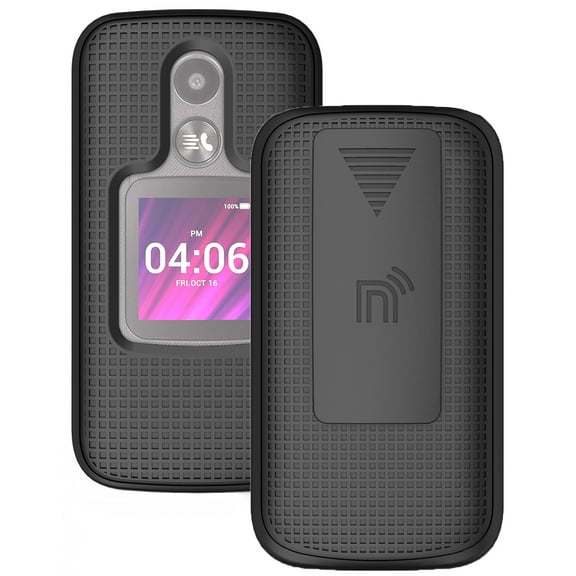 Case with Clip for MyFlip-2 Phone, Nakedcellphone [Grid Texture] Hard Shell Cover with [Rotating/Ratchet] Belt Hip Holster Holder for Alcatel MyFlip 2 Phone (A406DL), TCL My Flip 2
