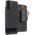 thumbnail image 1 of Case with Clip for Samsung Galaxy S22 Plus 5G, Nakedcellphone Slim Hard Shell Phone Cover with Kickstand and [Rotating/Ratchet] Belt Hip Holster Combination - Black Tread, 1 of 7