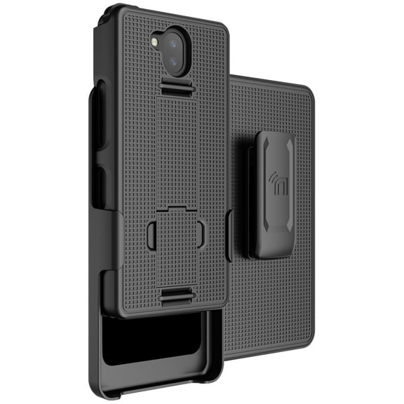 Case with Clip for Sonim XP10 5G, Nakedcellphone Slim Hard Shell Phone Cover with Kickstand and [Rotating/Ratchet] Belt Hip Holster Holder Combo for XP9900 (2022) - Black