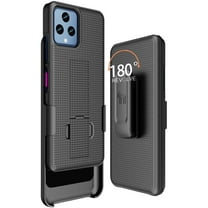 Case with Clip for T-Mobile REVVL 6X 5G (2023) / REVVL 6 5G (2022), Nakedcellphone Slim Hard Shell Phone Cover with Kickstand and [Rotating/Ratchet] Belt Hip Holster Holder Combo
