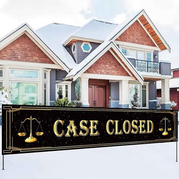 Case Closed Yard Banner Gold Black Law School Graduation Decorations Class of 2025 Lawyer Graduation Party Decor Congrats Lawyer Yard Lawn Sign for Future Lawyer Graduation Party Supplies