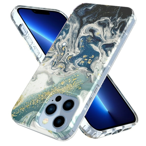Case Compatiable with Apple iPhone 13 Pro Max 6.7 inch, Unique Marble Print Pattern Agate Slice Stone Design Soft TPU Slim Fit Protective Phone Cover Case for Women Girls - Marble#6