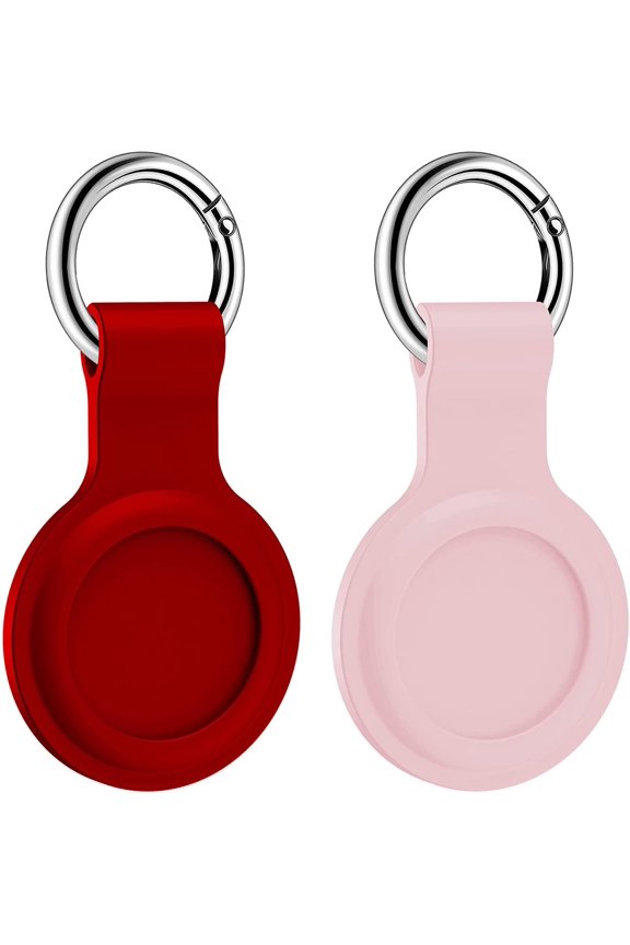Case Compatible for AirTag Air Tag Holder Cover Keychain Accessory Compatible with Apple Finder Location Tracker for Elderly Kids Dogs Pets Cats Red & Pink
