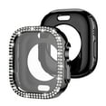 thumbnail image 1 of Case Compatible with Apple Watch Series 9/8/7 41mm, Double Row Crystal Diamond Frame Bling Cover Bumper Protective for iWatch Series 9/8/7 41mm, with Tempered Glass Screen Protector, Black, 1 of 6