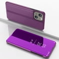 thumbnail image 1 of Case Compatible with Apple iPhone 14 Cell Phone Case with Kickstand, PU Leather, Clear View Mirror Plating Smart Flip Cover Shockproof Protective Cover for iPhone 14, A, 1 of 8