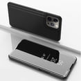 thumbnail image 1 of Case Compatible with Apple iPhone 15 Pro Max Cell Phone Case with Kickstand, PU Leather, Clear View Mirror Plating Smart Flip Cover Shockproof Protective Cover for iPhone 15 Pro Max, Black, 1 of 9