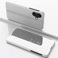 thumbnail image 1 of Case Compatible with Apple iPhone 16 Cell Phone Case with Kickstand, PU Leather, Clear View Mirror Plating Smart Flip Cover Shockproof Protective Cover for iPhone 16, Silver, 1 of 8