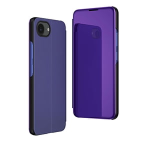 Case Compatible with Apple iPhone 16e Cell Phone Case with Kickstand, PU Leather, Clear View Mirror Plating Smart Flip Cover Shockproof Protective Cover for iPhone 16e, A