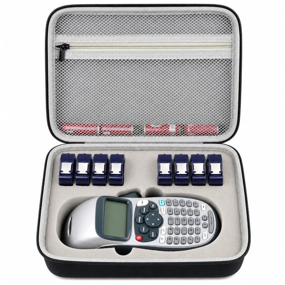 Case Compatible with DYMO LetraTag LT-100H Handheld Label Maker Machine, Holder for Labeler Makers Printer Machine & Labeling Tapes Refills, with Mesh Pocket for Accessories- (Grey Sponge)