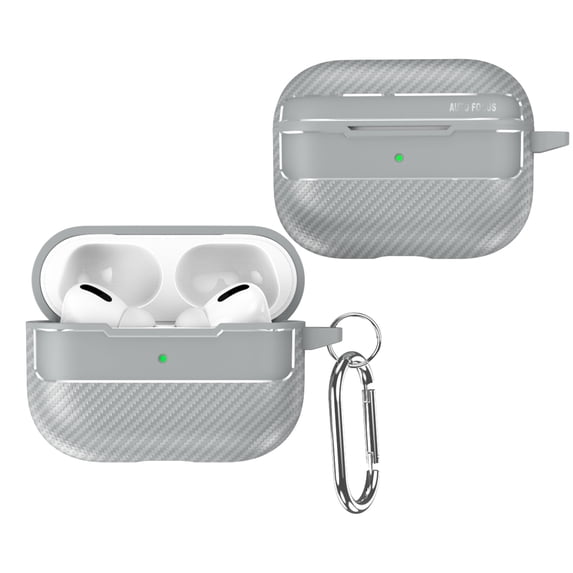 Case Compatible with Earbuds Case AirPods 3rd Gen (2021), Cool Business Carbon Fiber Grain Soft TPU Military-Grade Anti-Drop Anti-Scratch Wireless Earphone Protector with Keychain,Gray