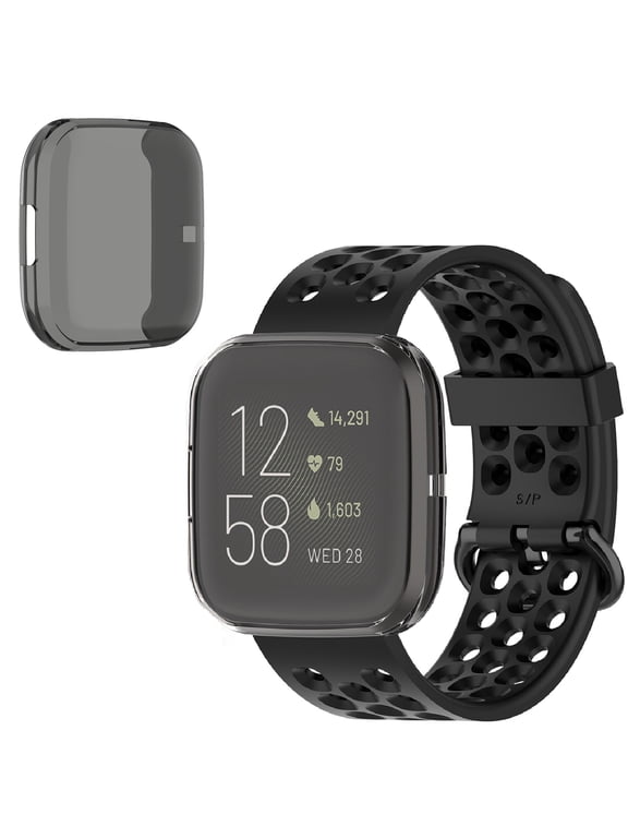 Case Compatible with Fitbit Versa 2, Smart Watch Screen Protector Case Cover, TSV TPU Slim Case Full Cover Bumper Anti-Shock Shatter-Resistant Protective Soft Replacement Shell