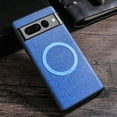 thumbnail image 1 of Case Compatible with Google Pixel 7, Plain Fabric Back TPU Frame Magsafe Ultra Slim Lightweight Shockproof Anti-Falling Protective Thin Back Case Cover for Google Pixel 7, Blue, 1 of 9