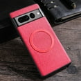 thumbnail image 1 of Case Compatible with Google Pixel 7, Plain Fabric Back TPU Frame Magsafe Ultra Slim Lightweight Shockproof Anti-Falling Protective Thin Back Case Cover for Google Pixel 7, Red, 1 of 9