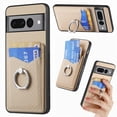 thumbnail image 1 of Case Compatible with Google Pixel 7 Pro, Wallet Case Premium Retro Leather Cover with Card Holder, 360° Rotation Ring Kickstand, Carbon Fiber Patterned Design for Google Pixel 7 Pro, khaki, 1 of 8