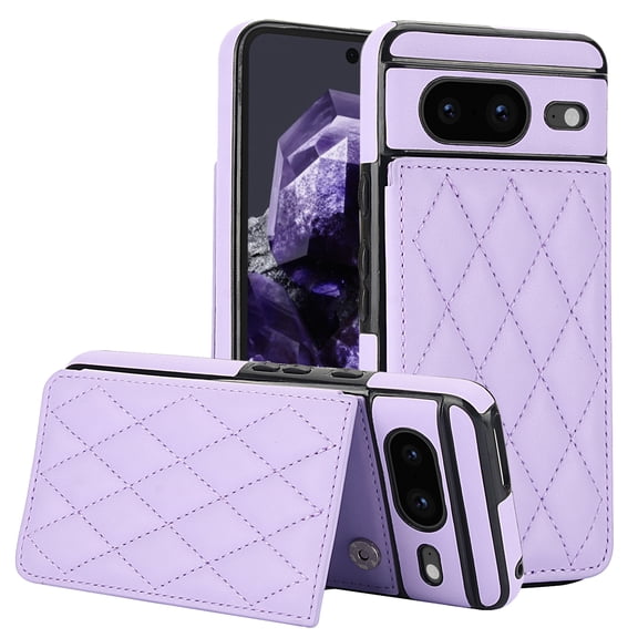 Case Compatible with Google Pixel 8, Stylish Card Slots Kickstand PU Leather Back Case Magnetic Closure RFID Blocking Drop Protective Shockproof Cover for Google Pixel 8, Purple