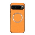 thumbnail image 1 of Case Compatible with Google Pixel 8a, Plain Fabric Back TPU Frame Magsafe Ultra Slim Lightweight Shockproof Anti-Falling Protective Thin Back Case Cover for Google Pixel 8a, Orange, 1 of 9