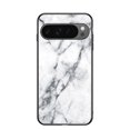 thumbnail image 1 of Case Compatible with Google Pixel 9 / 9 Pro, Marble Pattern Temepered Glass Design Scratch-Resistant, TPU Bumper Shock-Proof Anti-Drop Protection, Frame Slightly Convex Protection Case, White, 1 of 9