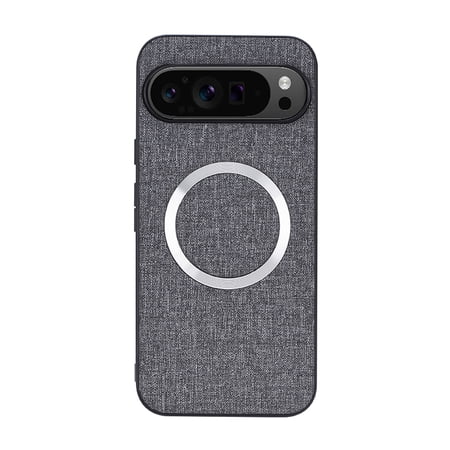 Case Compatible with Google Pixel 9 Pro, Plain Fabric Back TPU Frame Magsafe Ultra Slim Lightweight Shockproof Anti-Falling Protective Thin Back Case Cover for Google Pixel 9 Pro, Gray