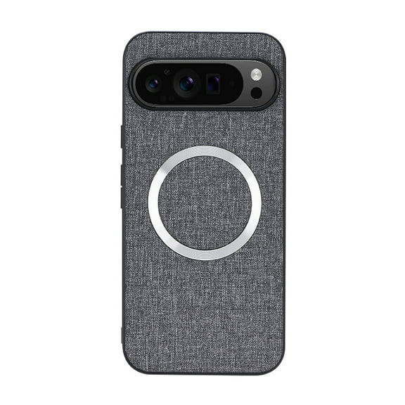 Case Compatible with Google Pixel 9 Pro, Plain Fabric Back TPU Frame Magsafe Ultra Slim Lightweight Shockproof Anti-Falling Protective Thin Back Case Cover for Google Pixel 9 Pro, Gray
