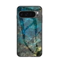 thumbnail image 1 of Case Compatible with Google Pixel 9 Pro XL, Marble Pattern Temepered Glass Design Scratch-Resistant, TPU Bumper Shock-Proof Anti-Drop Protection, Frame Slightly Convex Protection Case, Green, 1 of 9