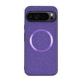 thumbnail image 1 of Case Compatible with Google Pixel 9 Pro XL, Plain Fabric Back TPU Frame Magsafe Ultra Slim Lightweight Shockproof Anti-Falling Protective Thin Back Cover for Google Pixel 9 Pro XL, Purple, 1 of 9