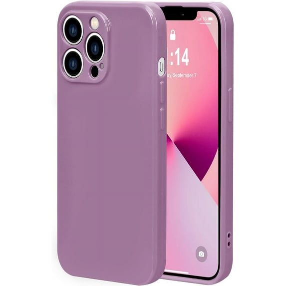 Case Compatible with IPhone 15 Pro 6.1 Inches, Straight Edge Fine Hole Soft Liquid Silica Gel Military Grade Shockproof Fingerprint Protection(Cherry Blossom Purple)