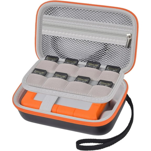 Case Compatible with LaCie Rugged Mini 1TB/ 2TB/ 4TB/ 5TB External Hard Drive Portable HDD, Storage Holder for Hard Drives for Mac and PC Computer & USB 3.0 2.0 Cable SD Cards (Orange, Medium)