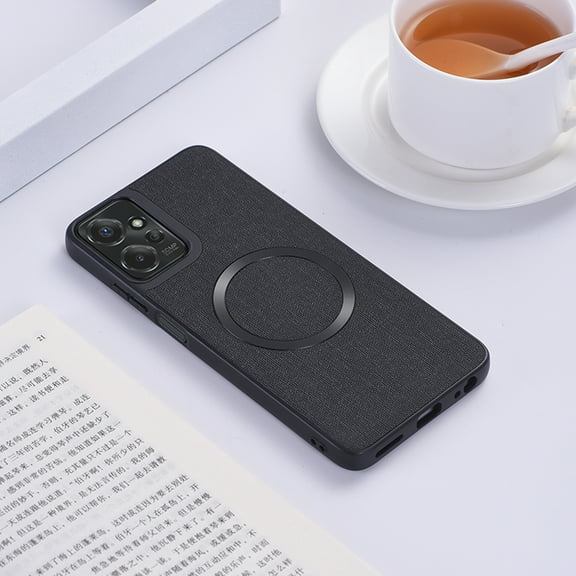 Case Compatible with Motorola Moto G Play 4G 2024, Plain Fabric Back TPU Frame Magsafe Ultra Slim Lightweight Shockproof Anti-Falling Protective Thin Back Case for Moto G Play 4G 2024, Black