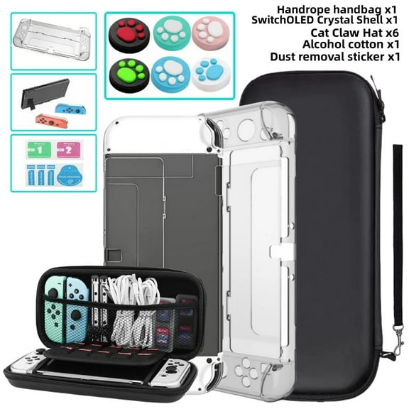 Case Compatible with Nintendo Switch Oled Carry Case Pouch with Switch Cover Case HD Switch Screen Protector Thumb Grips Caps for Nintendo Switch Console Accessories