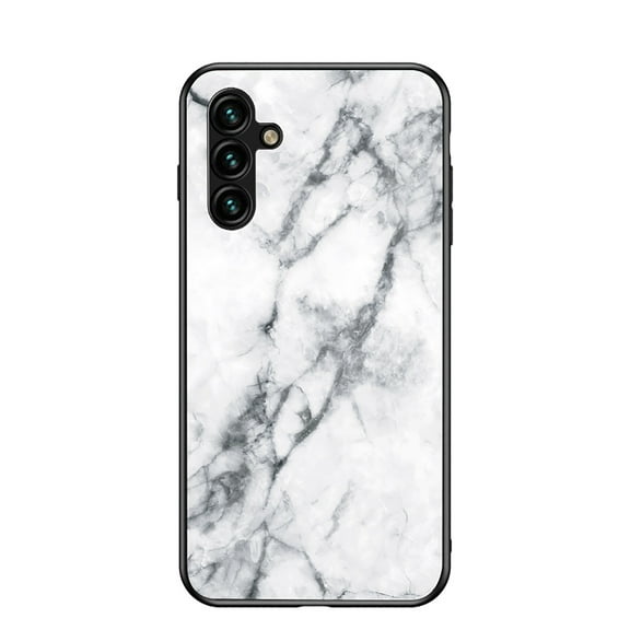 Case Compatible with Samsung Galaxy A16 5G, Marble Pattern Temepered Glass Design Scratch-Resistant, TPU Bumper Shock-Proof Anti-Drop Protection, Frame Slightly Convex Protection Case, White