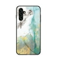 thumbnail image 1 of Case Compatible with Samsung Galaxy A35, Marble Pattern Temepered Glass Design Scratch-Resistant, TPU Bumper Shock-Proof Anti-Drop Protection, Frame Slightly Convex Protection Case, Light Green, 1 of 11