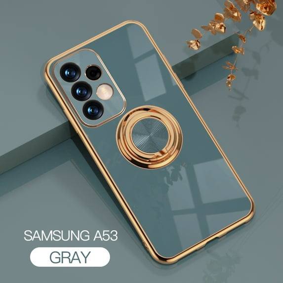Case Compatible with Samsung Galaxy A53 5G, with Ring Holder Plating Kickstand Cover Slim Soft Flexible TPU Protective Shock-Absorbing Phone Cases for Women for Samsung Galaxy A53 5G - Gray