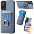 thumbnail image 1 of Case Compatible with Samsung Galaxy Note 20 Ultra, Wallet Case Premium Retro Leather Cover with Card Holder, 360° Rotation Ring Kickstand, Carbon Fiber Patterned Design, Blue, 1 of 8