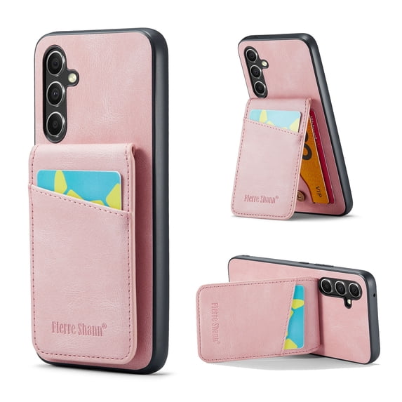 Case Compatible with Samsung Galaxy S24 FE with PU Leather Back + TPU Frame, Card Slot with RFID Blocking Kickstand Classic Slim Fit Phone Cover Designed for Samsung Galaxy S24 FE - Pink