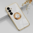 thumbnail image 1 of Case Compatible with Samsung Galaxy S24 FE, with Ring Holder Plating Kickstand Cover Slim Soft Flexible TPU Protective Shock-Absorbing Phone Cases for Women for Samsung Galaxy S24 FE - White, 1 of 7