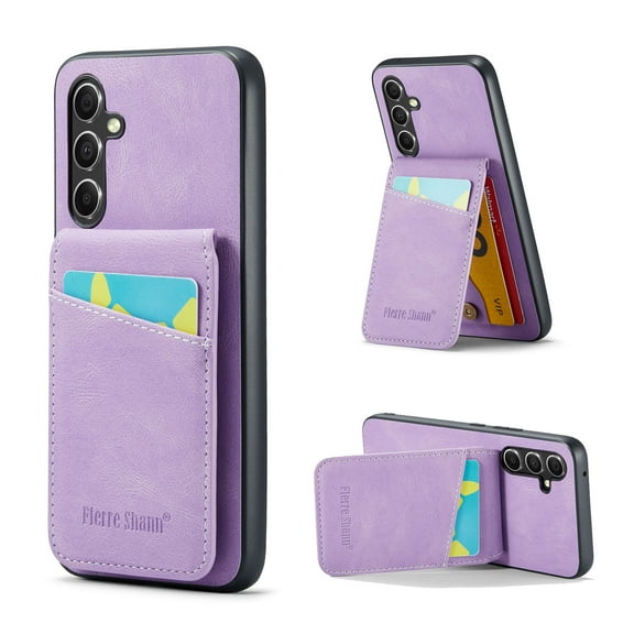 Case Compatible with Samsung Galaxy S25 Plus with PU Leather Back + TPU Frame, Card Slot with RFID Blocking Kickstand Classic Slim Fit Phone Cover Designed for Samsung Galaxy S25 Plus - Purple