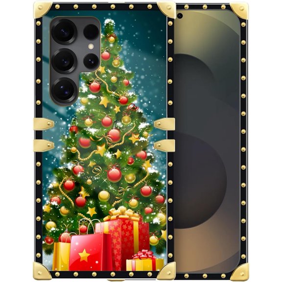 Case Compatible with Samsung Galaxy S25 Ultra Case, Luxury Soft TPU & Hard PC Back for Girls Women, Shockproof Protective Phone Cover for Galaxy S25 Ultra, Christmas Tree