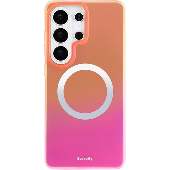 Case Compatible with Samsung Galaxy S26 Ultra Case [Compatible with MagSafe] with Cosmic Radiance, Gradient Matte Cute Phone Cover for Women Girls, Cosmic Orange Red Iridescent Sparkle