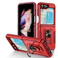 thumbnail image 1 of Case Compatible with Samsung Galaxy Z Flip 5, Cover with Magnetic Ring Holder Stand Hybrid Rugged Shockproof Drop Proof Heavy Duty Cell Accessories for Samsung Galaxy Z Flip 5 Women Men, Red/Rose, 1 of 10