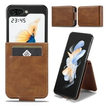 Case Compatible with Samsung Galaxy Z Flip 7 Wallet Case, [RFID Blocking] Card Holder Stand [Shockproof TPU Interior Case] Premium PU Leather Magnetic Protective Flip Men Women Phone Cover,Brown
