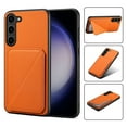 thumbnail image 1 of Case Compatible with Samsung S23 FE, Wallet Case with Hidden Card Holder, withKickstand Card Slots Classic PU Cowhide Leather Cover for Men Women Girls for Samsung Galaxy S23 FE, Orange, 1 of 10