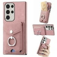 thumbnail image 1 of Case Compatible with Samsung S23 Ultra, Wallet Case [RFID Blocking], Leather Case with Card Holder, 360? Rotation Ring Kickstand, Protective Snap Buttons for Samsung Galaxy S23 Ultra, Pink, 1 of 13