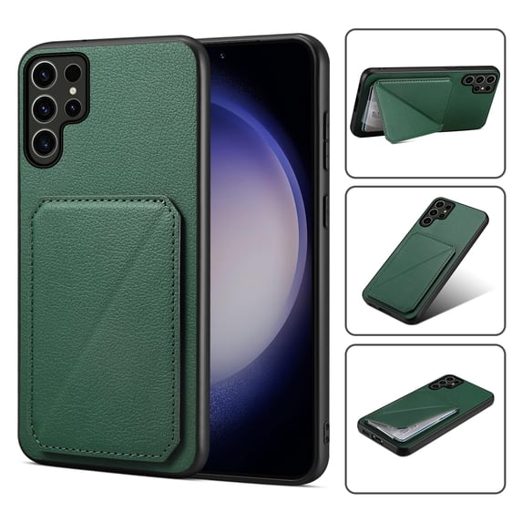 Case Compatible with Samsung S24 Ultra, Wallet Case with Hidden Card Holder, withKickstand Card Slots Classic PU Cowhide Leather Cover for Men Women Girls for Samsung Galaxy S24 Ultra, Green