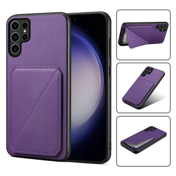 Case Compatible with Samsung S24 Ultra, Wallet Case with Hidden Card Holder, withKickstand Card Slots Classic PU Cowhide Leather Cover for Men Women Girls for Samsung Galaxy S24 Ultra, Purple