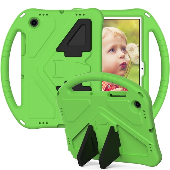 Case Compatible With Samsung Tab A 8.4"(2020),Kids Friendly,With Handle and Contractible Kickstand,Lightweight Shockproof Anti-fall Rugged EVA Drop-proof Cute Cover Case,Green